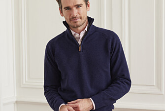 Pull col zippé homme laine Navy - KENNETH