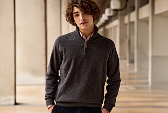 Pull homme laine col zippé Gris Anthracite Chiné - KENNETH