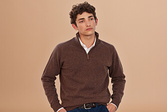 Pull col zippé homme laine Chocolat Chiné - KENNETH