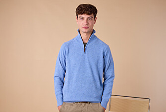 Pull col zippé homme Bleu Chiné - KENNETH