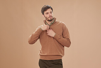 Pull col zippé homme laine Noisette Chiné - KENNETH