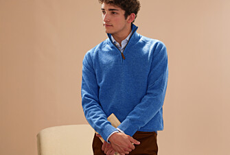 Pull homme laine col zippé Bleu mer - KENNETH