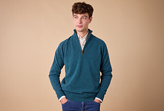 Pull homme laine col zippé - Vert Foncé Chiné - KENNETH