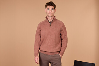 Pull homme col zippé rouille chiné en laine d'agneau - KENNETH