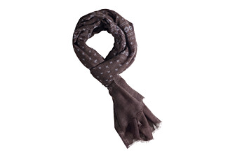 Écharpe Fine en Laine Marron Motif imprimé gris