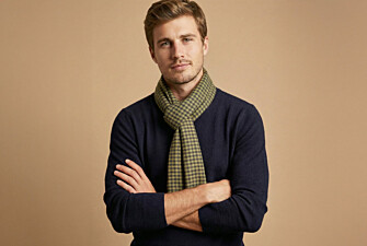 Écharpe Laine Homme Camel Navy et Vert