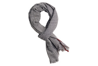 Écharpe Laine Homme Carreaux Gris et Rouge