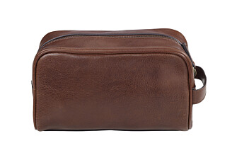 Trousse de voyage en cuir cognac