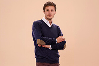 Pull fin coton bio/cachemire col V Navy - VADIM