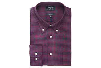 Chemise flanelle rouge sombre à petits carreaux navy - BRODY