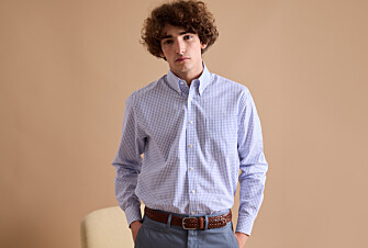 Chemise blanche carreaux bleus - Col américain - GRAYSON