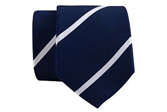 Cravate homme en soie rayée navy et blanche