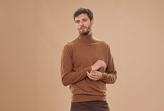 Pull col roulé homme laine Noisette Chiné - EMERIC
