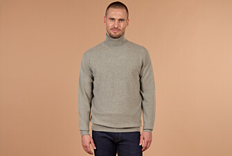 Pull homme col roulé kaki clair chiné en laine d'agneau - EMERIC