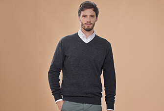 Pull homme laine col V Gris Anthracite Chiné - ELIAN