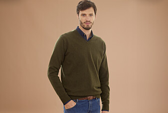 Pull homme laine col V Vert - ELIAN
