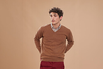 Pull homme laine col V Noisette Chiné - ELIAN