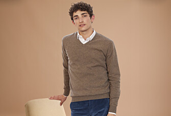 Pull col V homme laine Gris Taupe Chiné - ELIAN