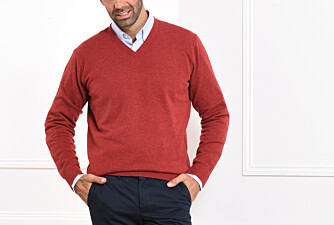 Pull col V homme laine Rouge Chiné - ELIAN