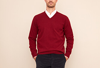 Pull col V homme laine Rouge sombre - ELIAN