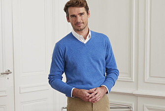 Pull homme laine col V Bleu mer - ELIAN