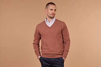Pull homme col V rouille chiné en laine d'agneau - ELIAN