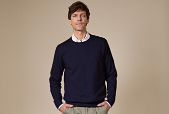 Pull fin homme coton bio/cachemire col rond Navy - VLADIMIR