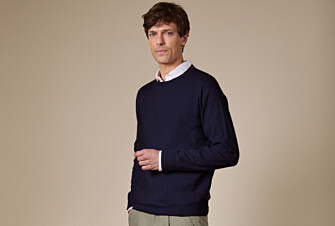 Pull fin homme coton bio/cachemire col rond Navy - VLADIMIR