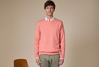 Pull col rond homme fin coton/cachemire Orange Chiné - VLADIMIR