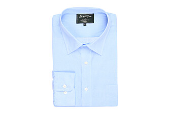 Chemise blanche imprimée motifs bleus - Col français - NESTOR