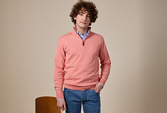 Pull fin homme coton bio/cachemire col zippé Orange Chiné - VLAD