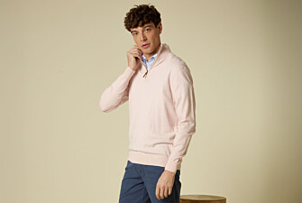 Pull fin homme coton bio/cachemire - Rose Clair Chiné - VLAD