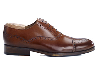 Richelieu homme Cognac patiné semelle cuir avec patin - HILCOTT PATIN