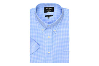 Chemise bleue carreaux fins blancs - Poche - CLAYN MC