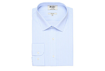 Chemise coton rayée bleu clair et blanc - MAXIMILIEN