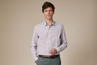 Chemise popeline rayée Taupe et Blanc - MAXIMILIEN