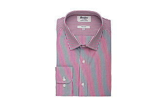 Chemise popeline rayée Bordeaux et Blanc - MAXIMILIEN