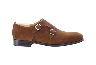 Chaussures homme double boucle Velours Havane - CHIGWELL