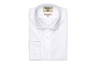 Chemise blanche coton popeline - Col italien - LUDOVICO CLASSIC