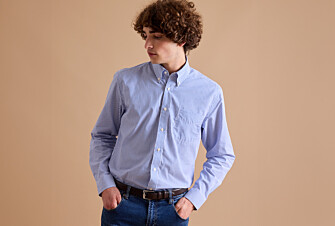 Chemise coton rayures bleues - Col américain - MARLON