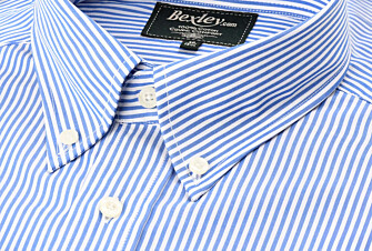 Chemise coton rayures bleues - Col américain - MARLON