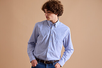 Chemise coton rayures bleues - Col américain - MARLON