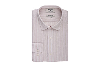 Chemise coton et lin Beige et liseré Blanc - EDIBERT