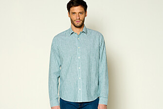 Chemise coton et lin Chambray Vert et liseré Blanc - EDIBERT