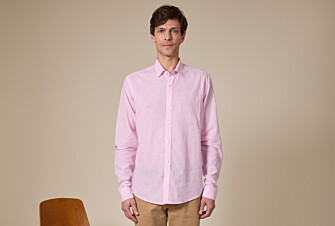 Chemise coton et lin Rose et liseré Blanc - EDIBERT