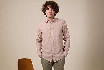 Chemise coton et lin Chambray Camel et Liseré Blanc - EDIBERT