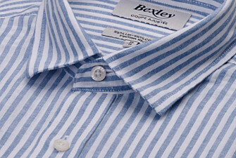 Chemise à rayures - Chambray Blanc et Bleu Gris - EDIBERT