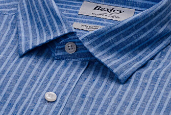 Chemise à rayures - Chambray Bleu Ocean et Bleu - EDIBERT