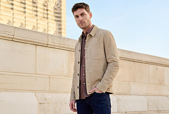 Veste en cuir daim - Beige Clair - FAUSTIN