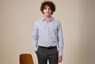 Chemise homme blanches à rayures vertes foncées - GEOFFROY